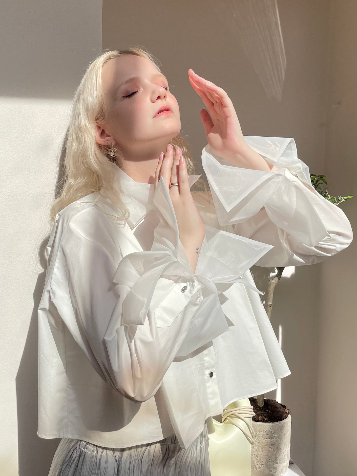 Organza cropped shirt