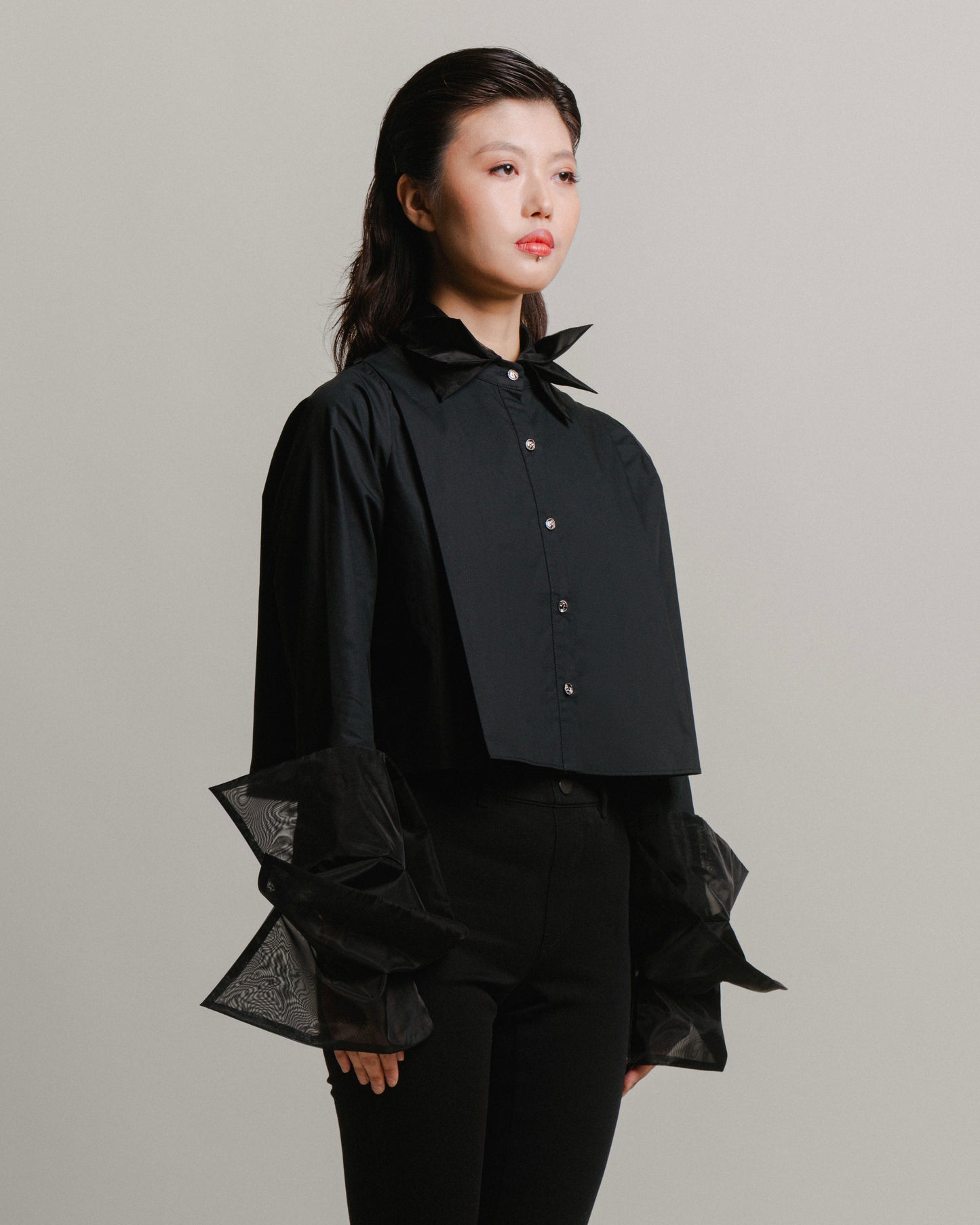 Organza cropped shirt