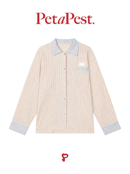 Contrast Color Striped Pyjamas for Owner
