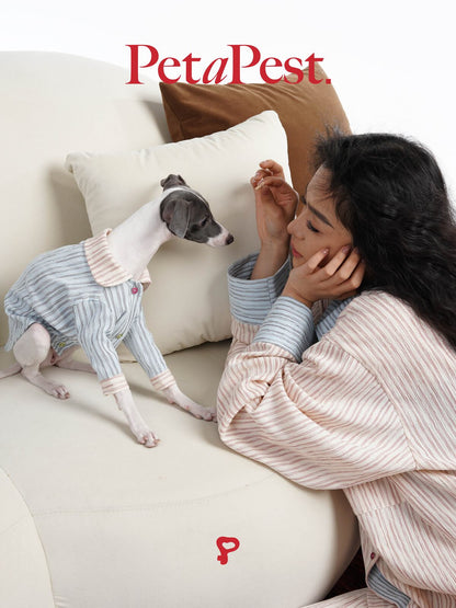 Contrast Color Striped Pyjamas for Owner