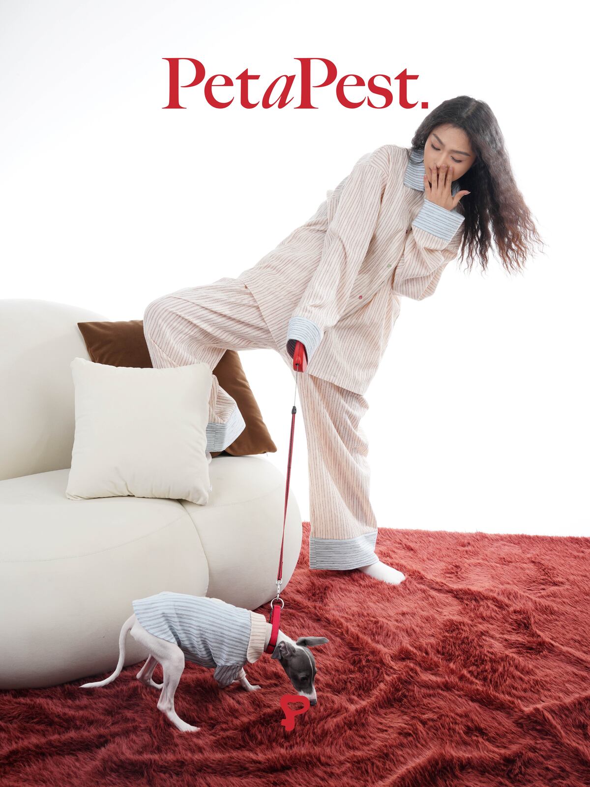 Contrast Color Striped Pyjamas for Owner