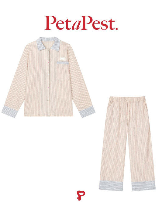 Contrast Color Striped Pyjamas for Owner